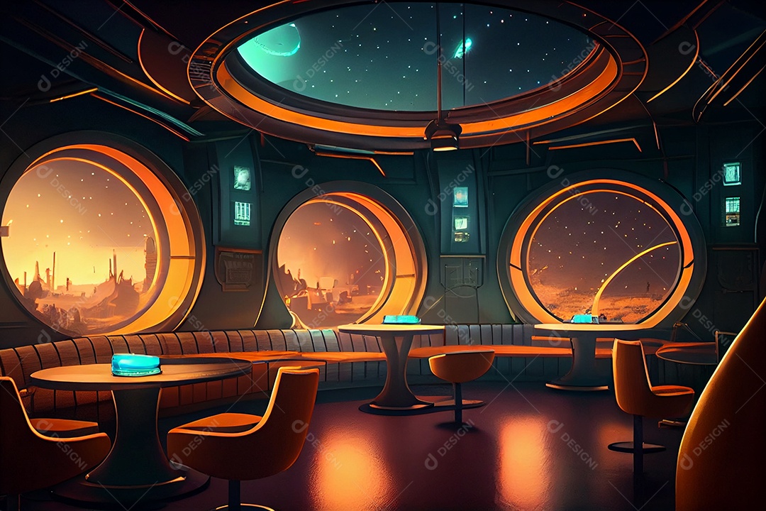 Ilustração mundo futurístico fictício