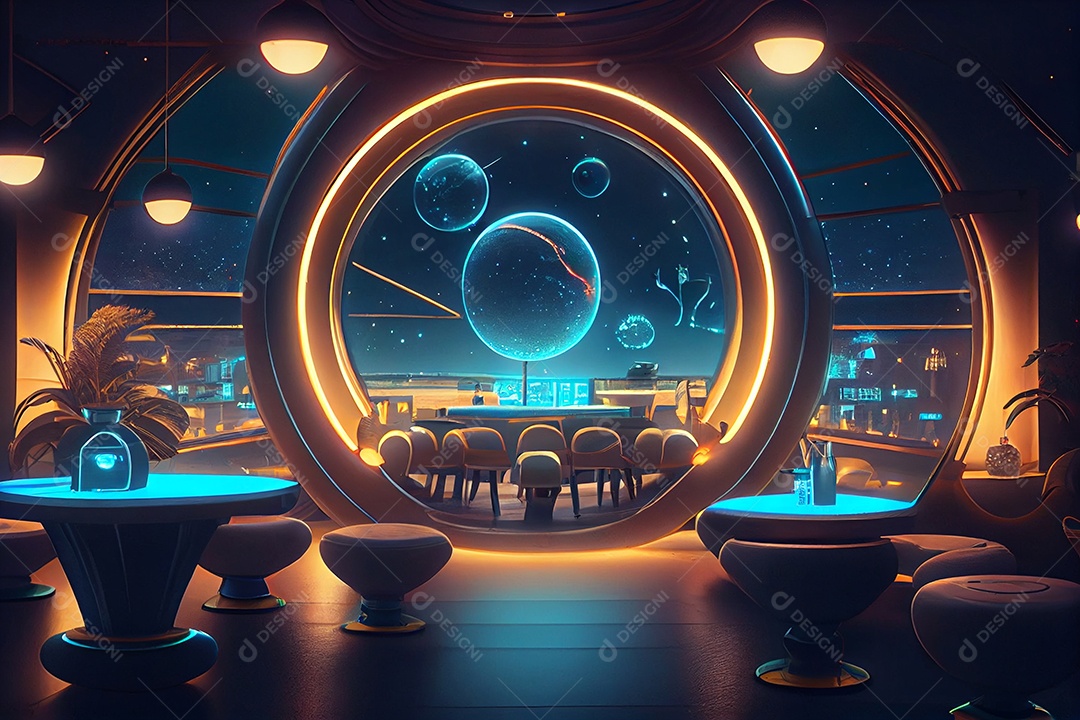 Ilustração mundo futurístico fictício