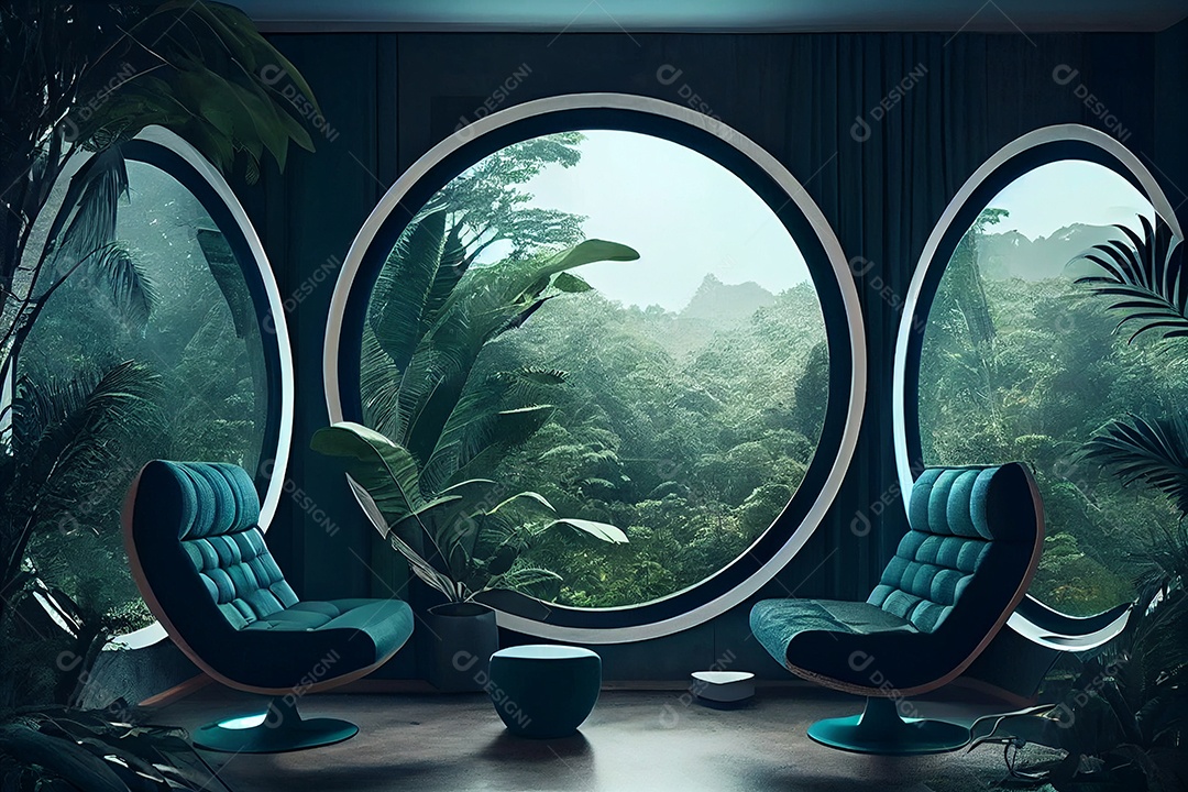 Ilustração mundo futurístico fictício