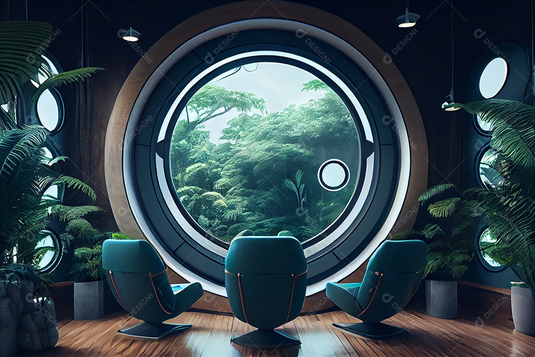 Ilustração mundo futurístico fictício