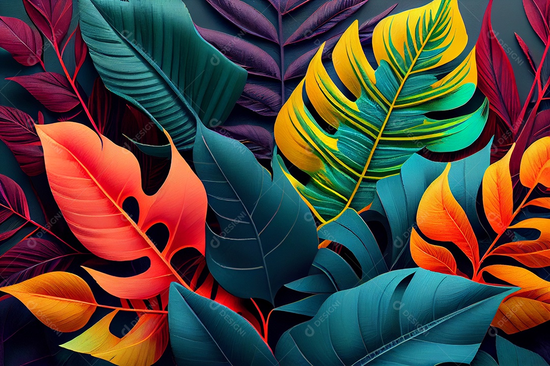 background folhas tropicais coloridas