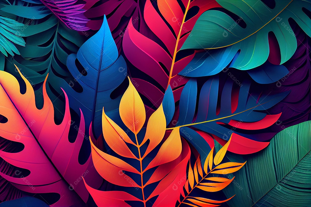 background folhas tropicais coloridas