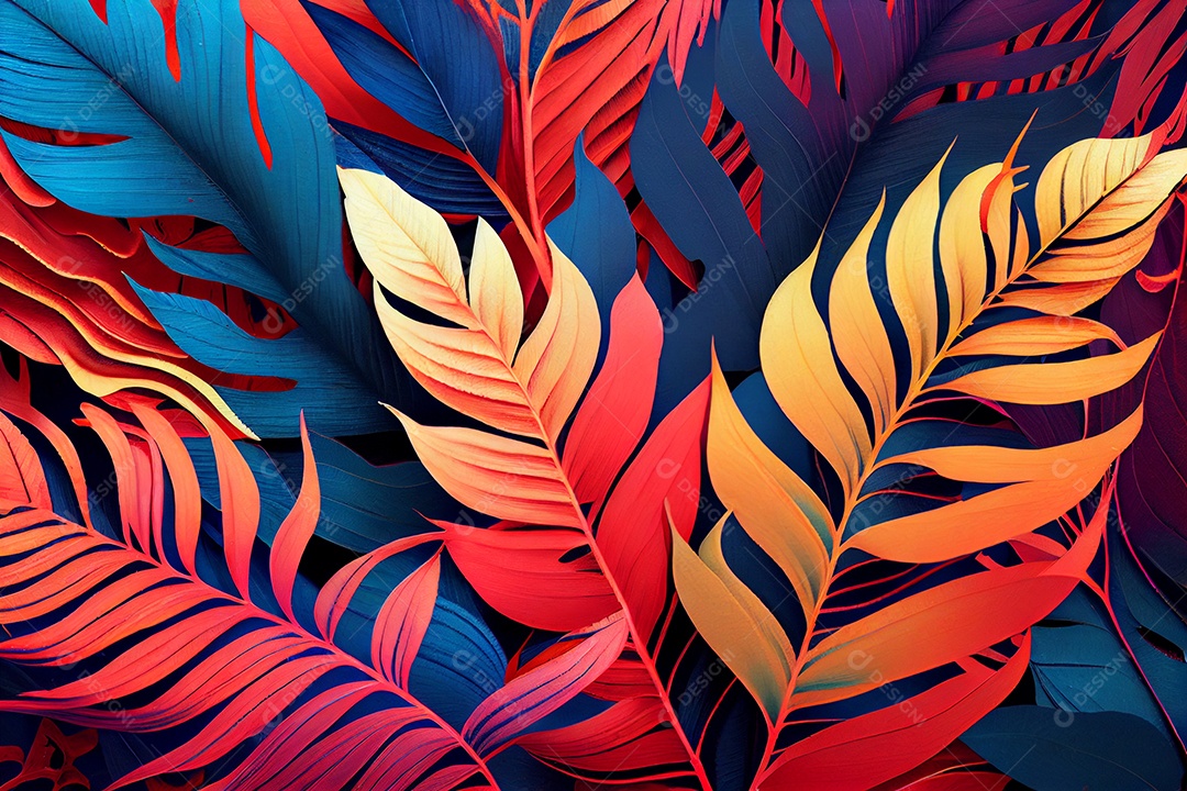 background folhas tropicais coloridas