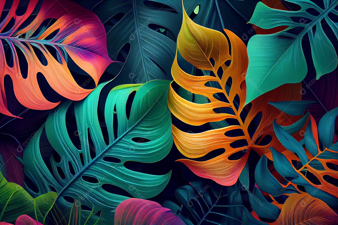 background folhas tropicais coloridas