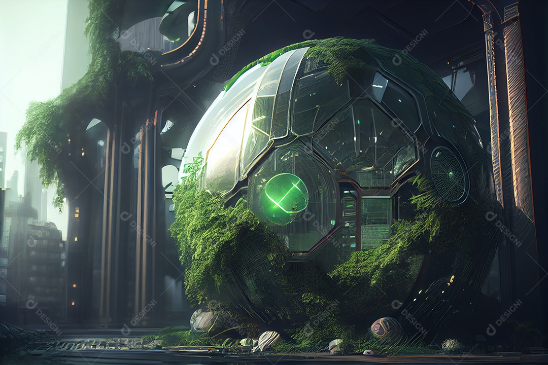 Ilustração 3D mundo de fantasia futurístico