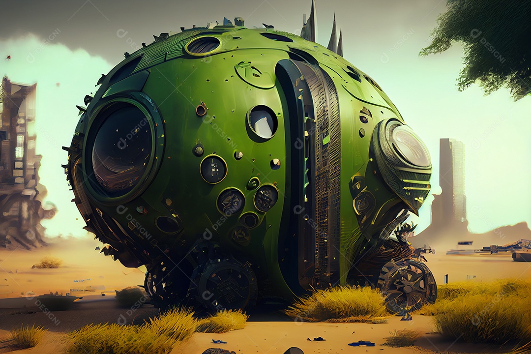 Ilustração 3D mundo de fantasia futurístico