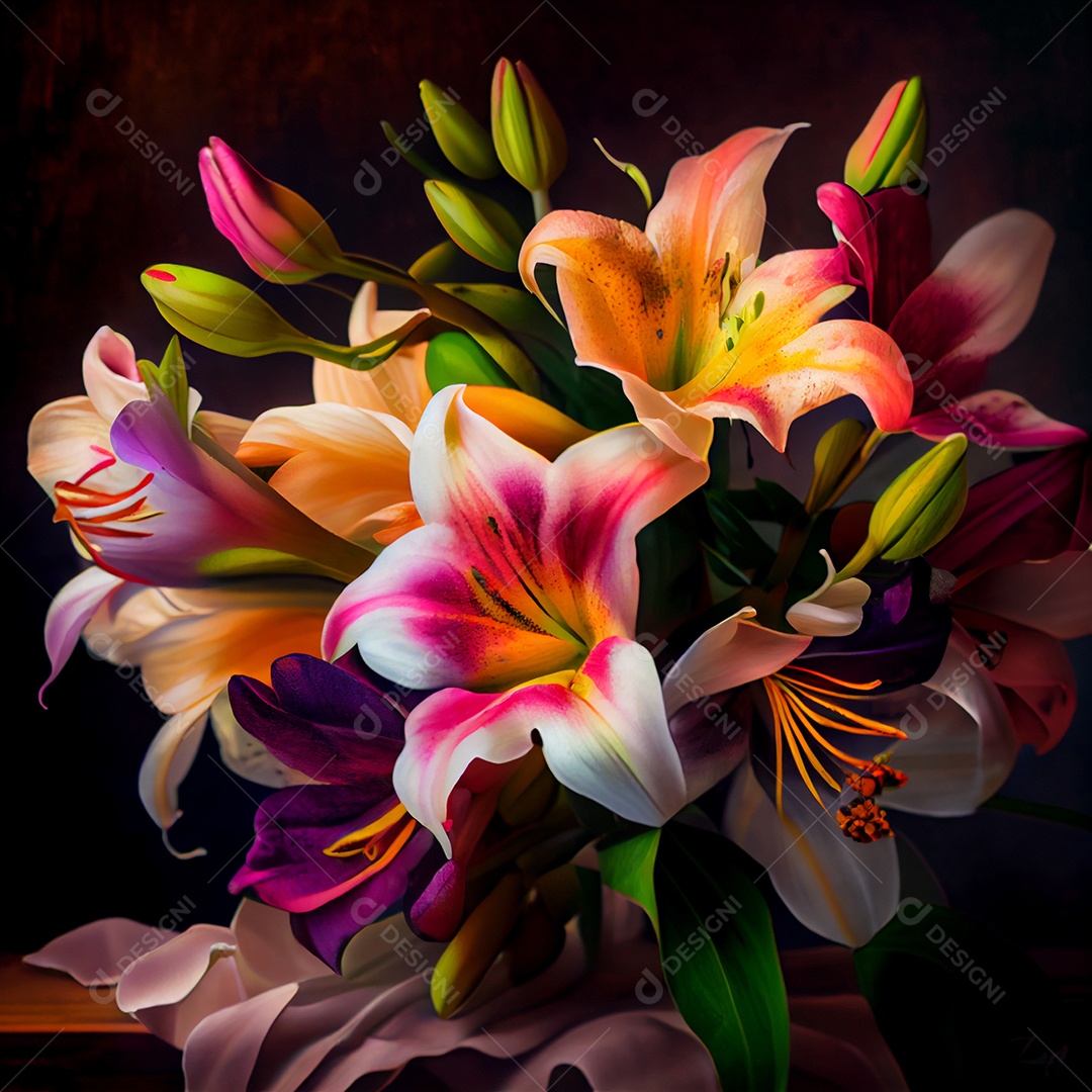 Ilustração 3D de buquê de flores