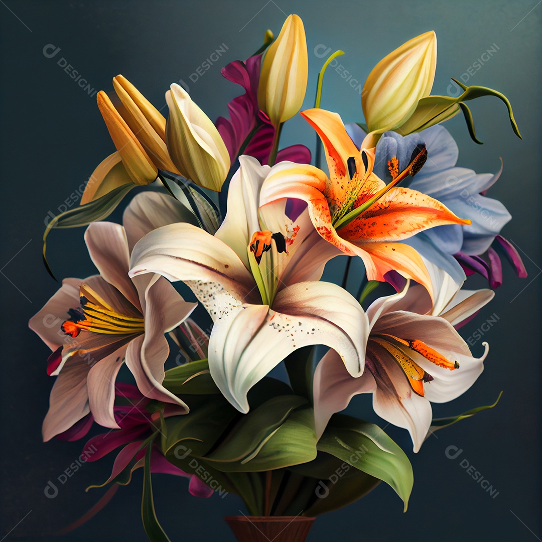 Ilustração 3D de buquê de flores