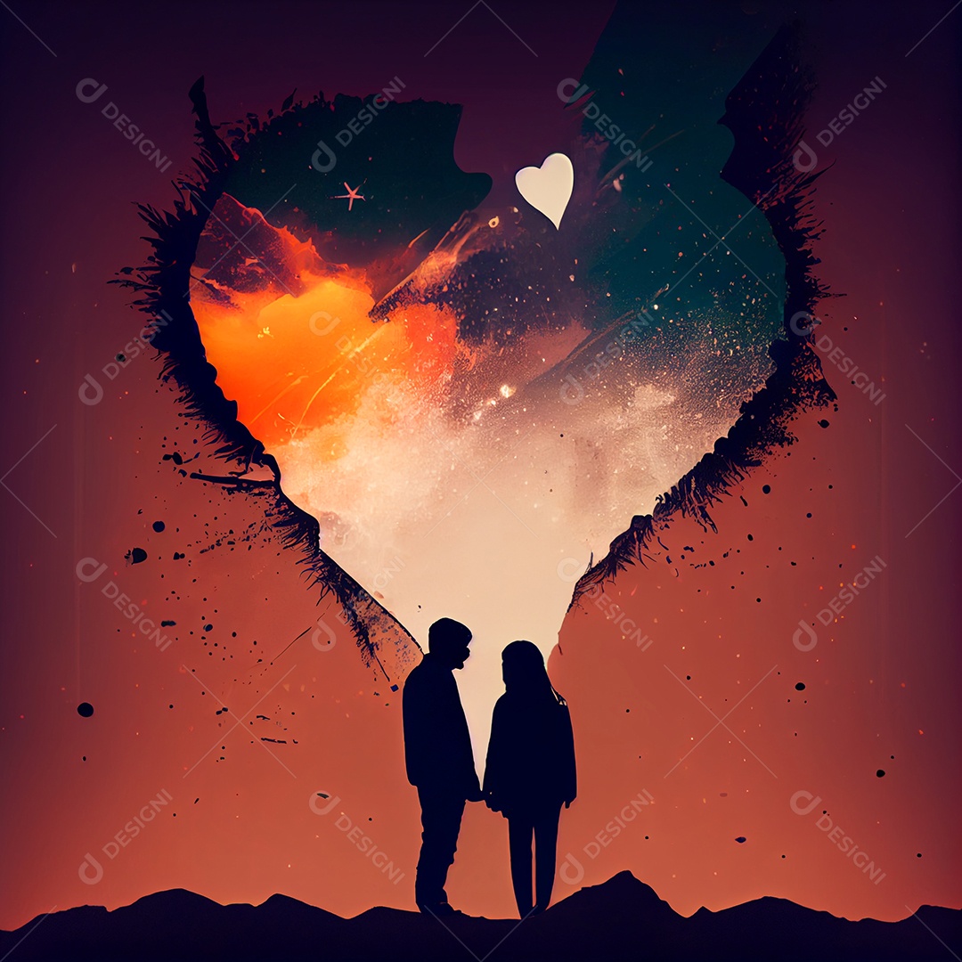 Ilustração 3D Casal juntos