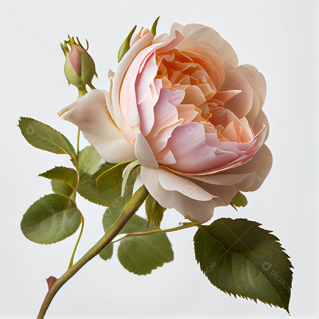 Ilustração 3D de uma rosa branca