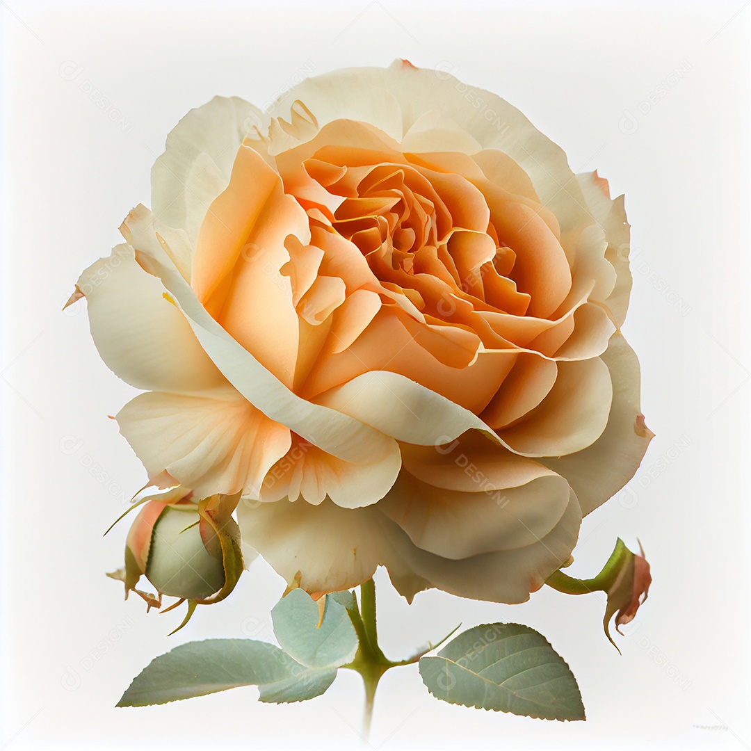 Ilustração 3D de uma rosa branca