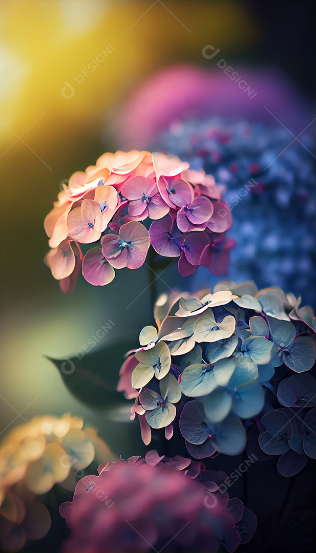 Ilustração 3D de jardim com flores