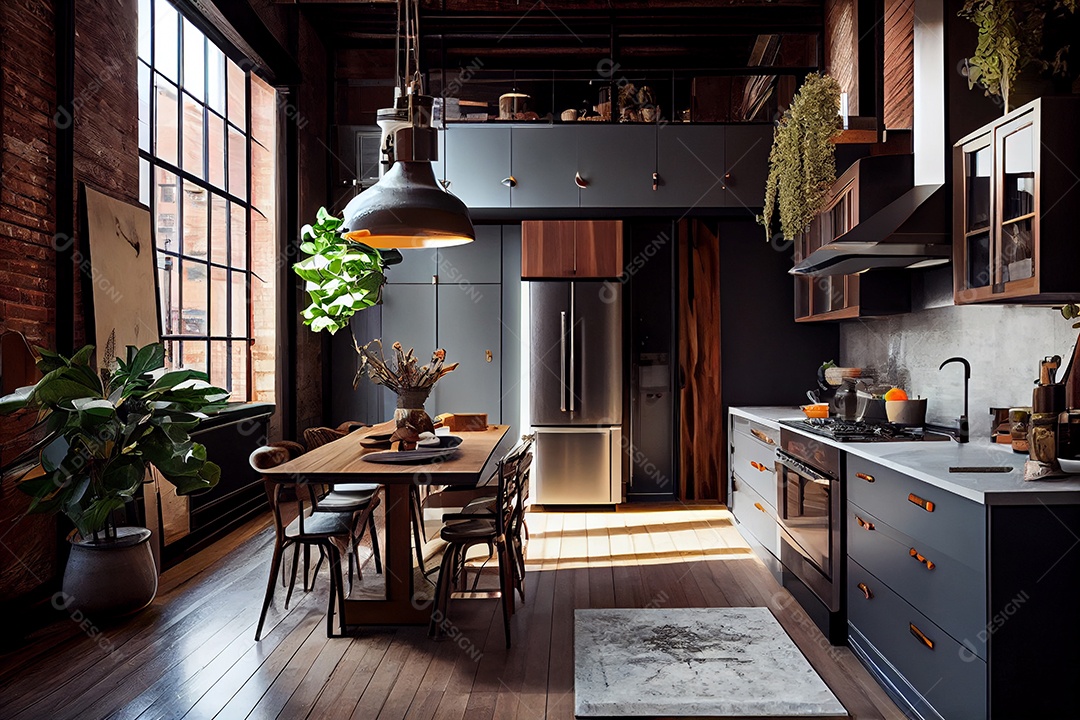 Ilustração de uma cozinha