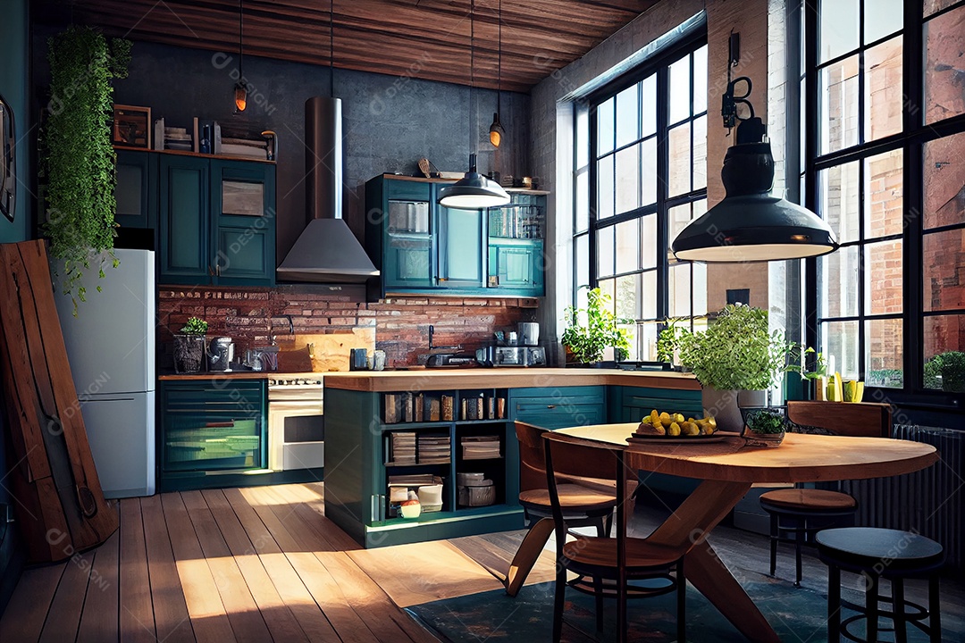 Ilustração de uma cozinha