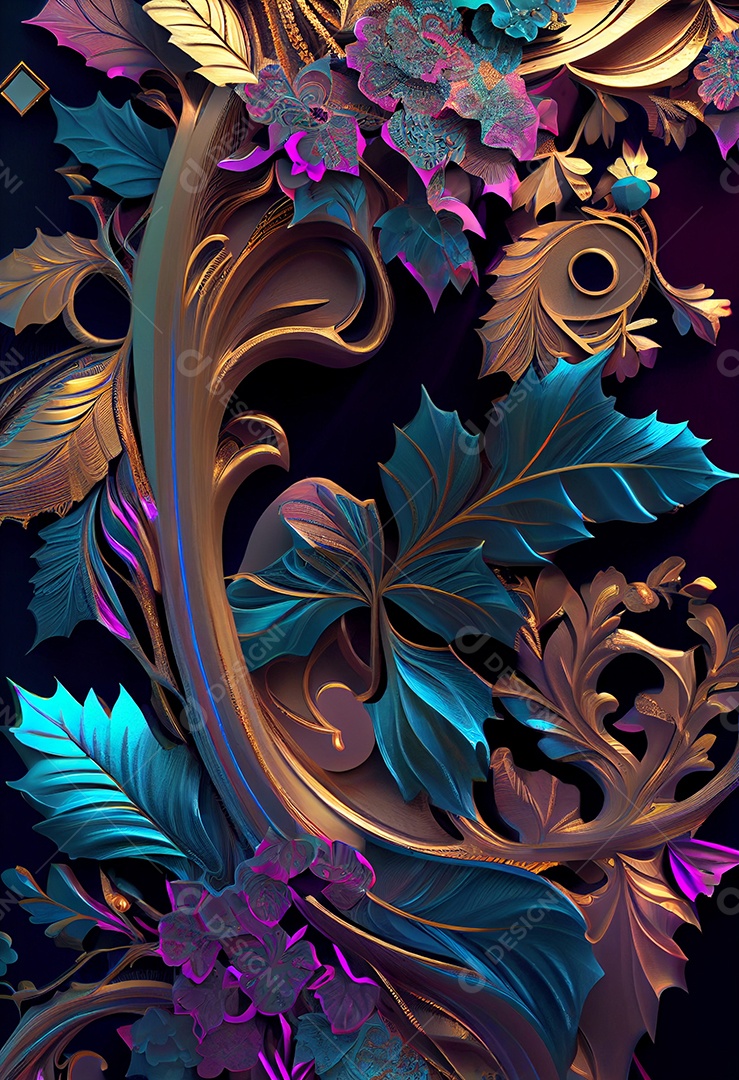 Ilustração 3D desenho de flores