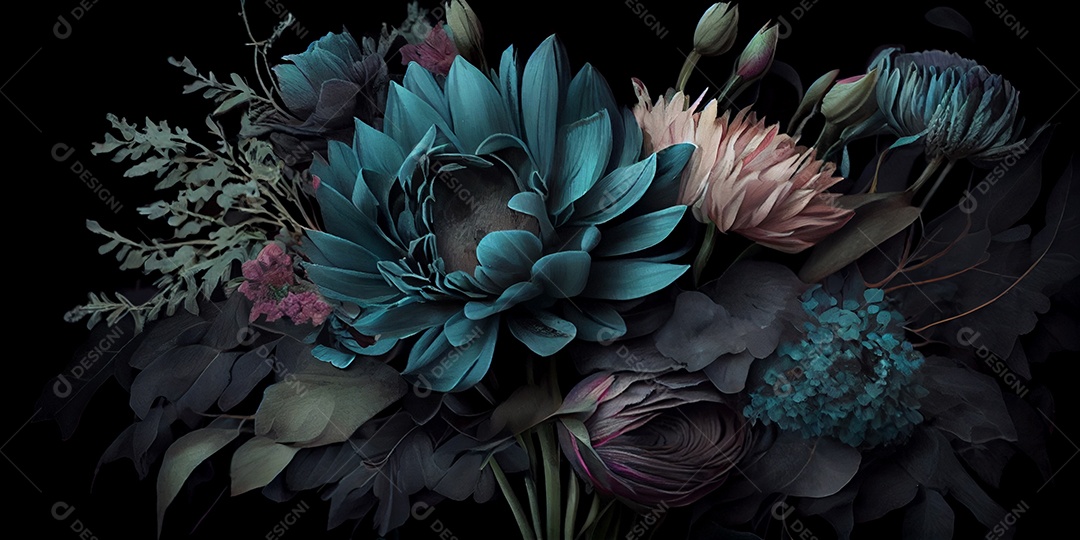 Ilustração 3D textura de flores
