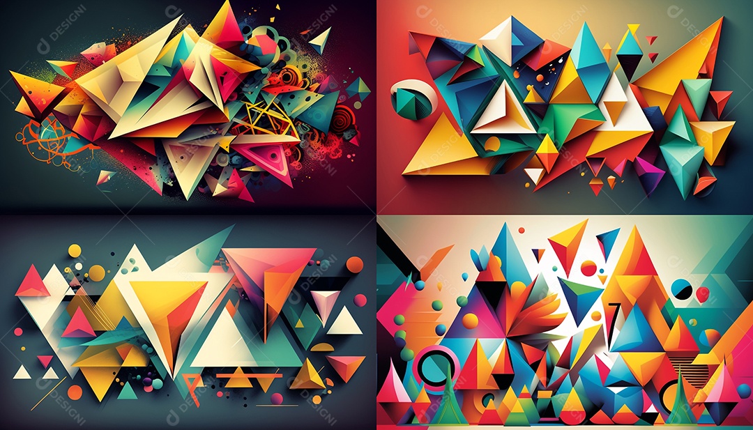 Ilustração 3D de formas geométricas coloridas