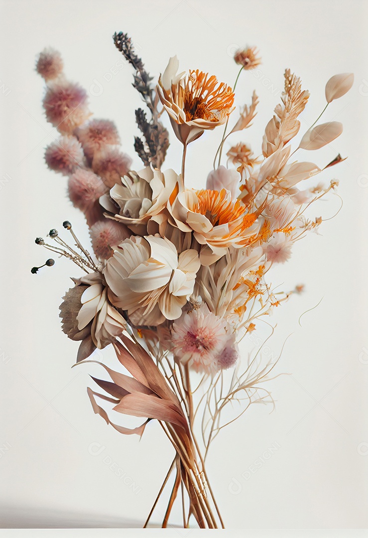 Ilustração 3D de um buquê de flores