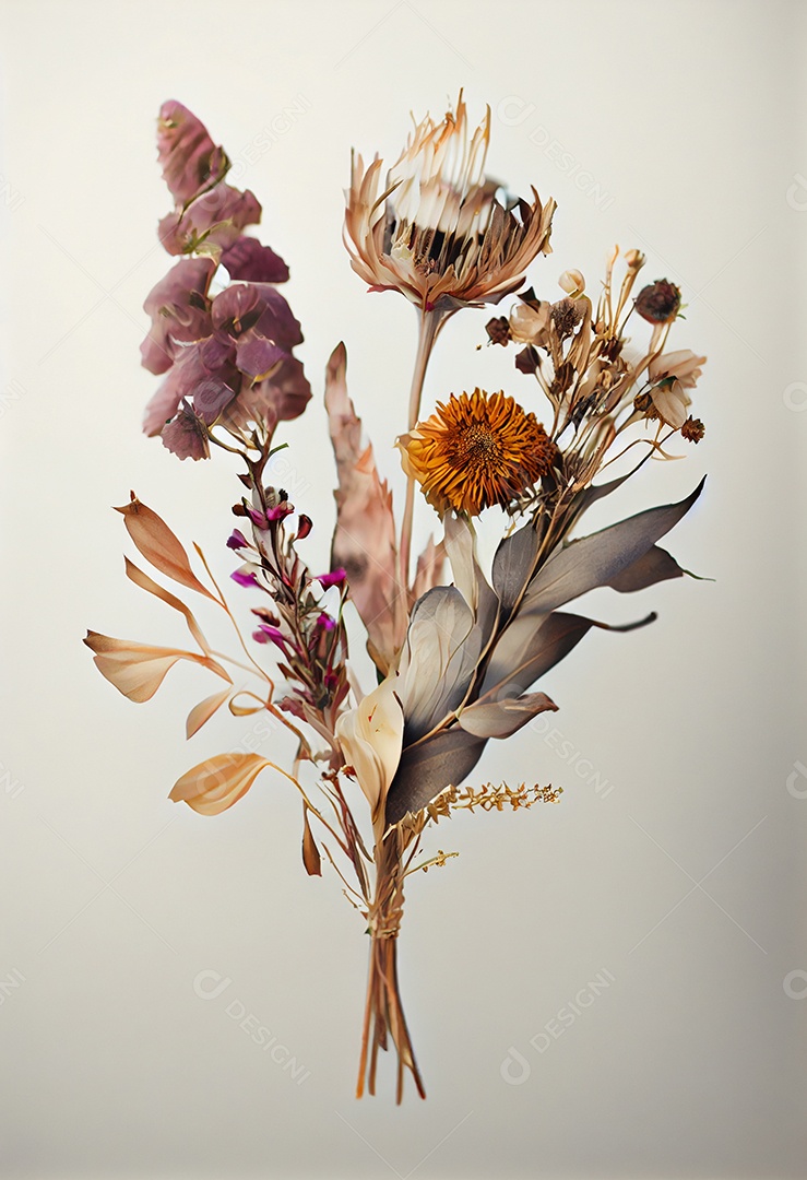 Ilustração 3D de um buquê de flores