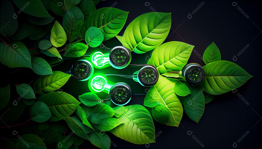 Lâmpada acessa com folha folhas verde floresta