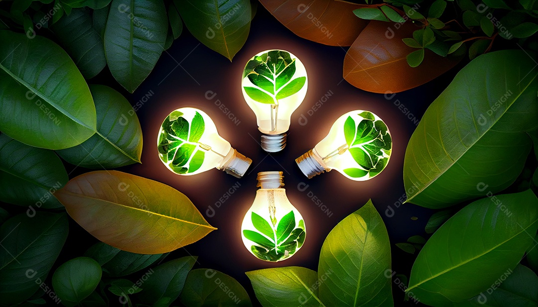 Lâmpada acessa com folha folhas verde floresta