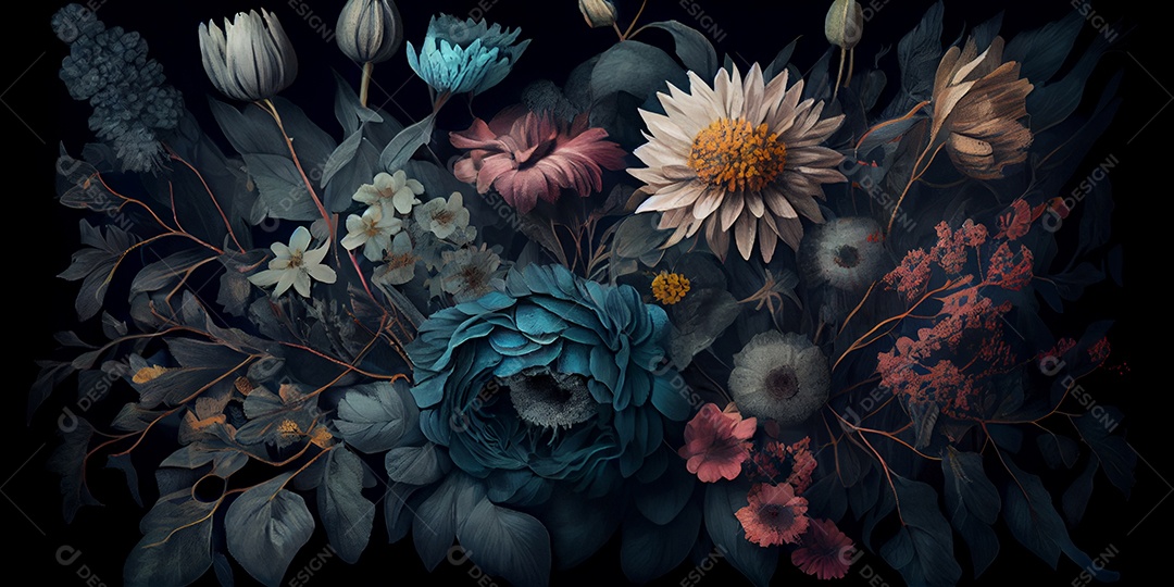 Flores sobre floresta