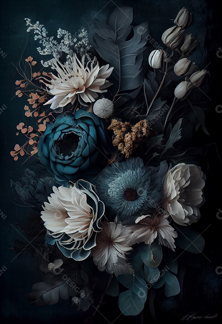 Ilustração 3D fundo textura de flores