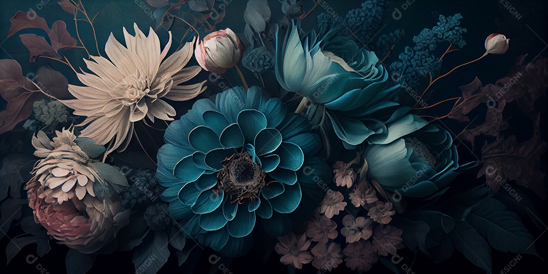 Ilustração 3D fundo textura de flores