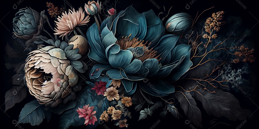 Ilustração 3D fundo textura de flores