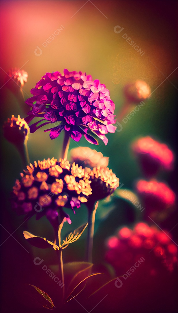 Ilustração 3D de jardim com flores