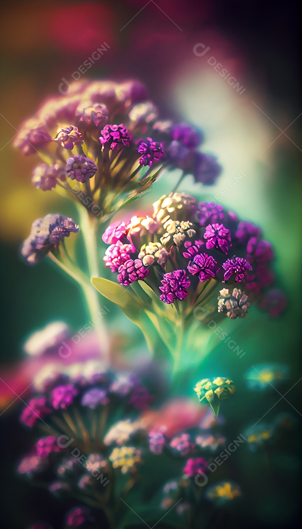 Ilustração 3D de jardim com flores