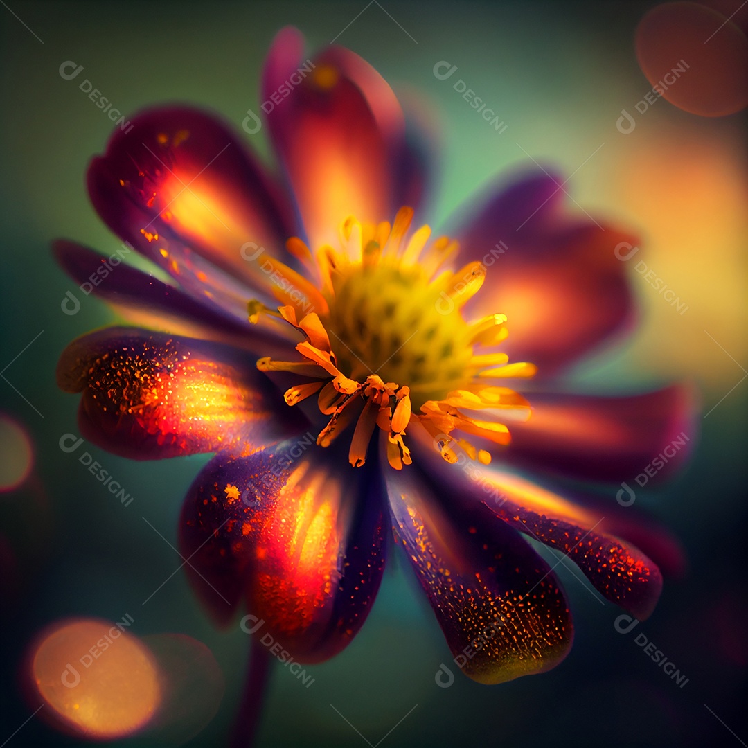 Ilustração D de flor colorida