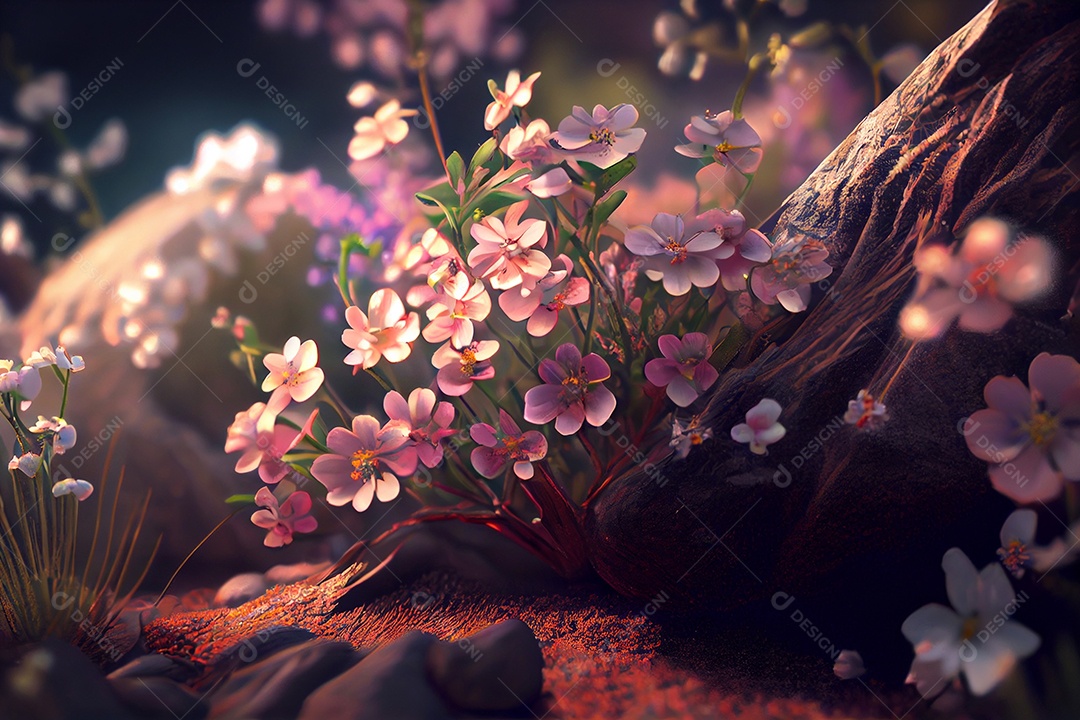 Ilustração 3D flores rosas