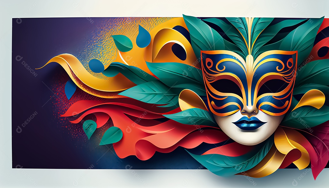 Máscara de carnaval veneziano temporada festiva render ilustração