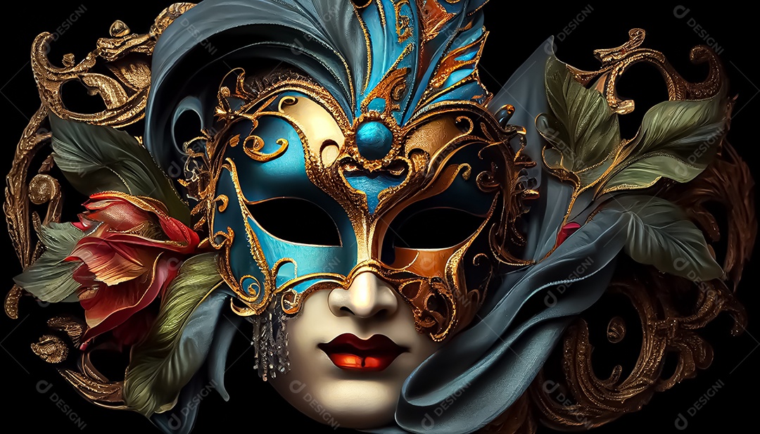 Máscara de carnaval veneziano temporada festiva render ilustração