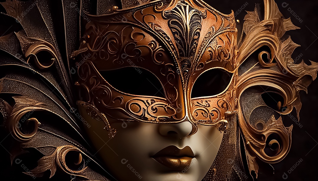 Máscara de carnaval veneziano temporada festiva render ilustração