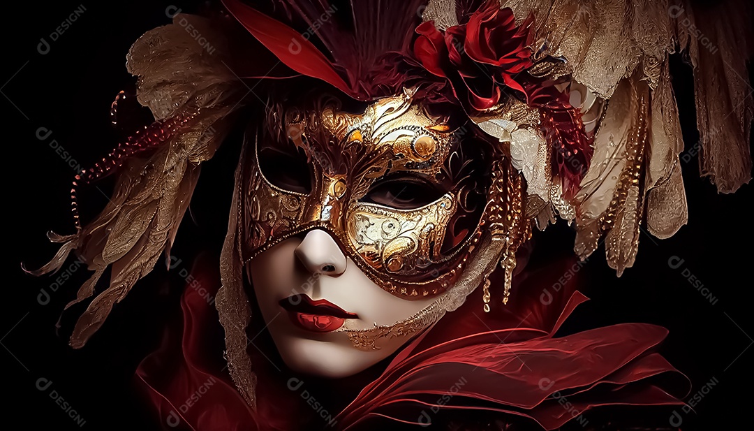 Máscara de carnaval veneziano temporada festiva render ilustração