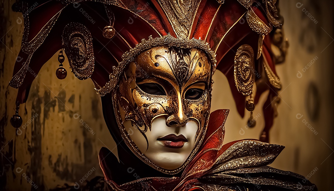 Máscara de carnaval veneziano temporada festiva render ilustração