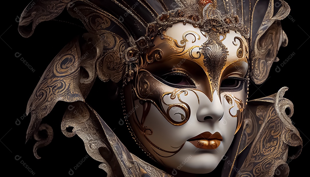 Máscara de carnaval veneziano temporada festiva render ilustração