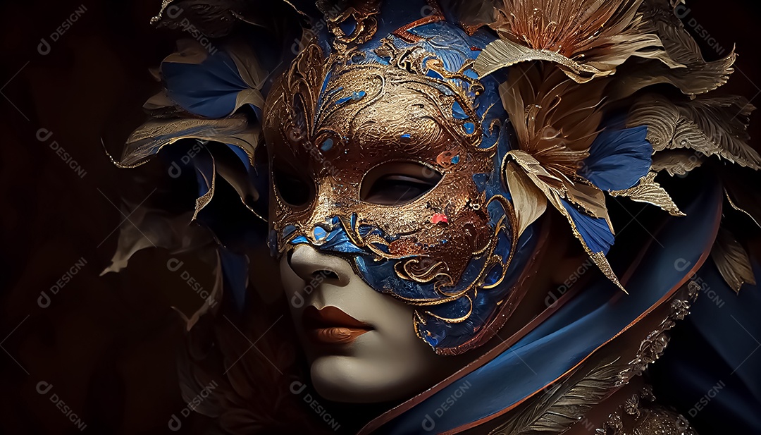 Máscara de carnaval veneziano temporada festiva render ilustração