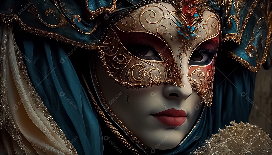 Máscara de carnaval veneziano temporada festiva render ilustração