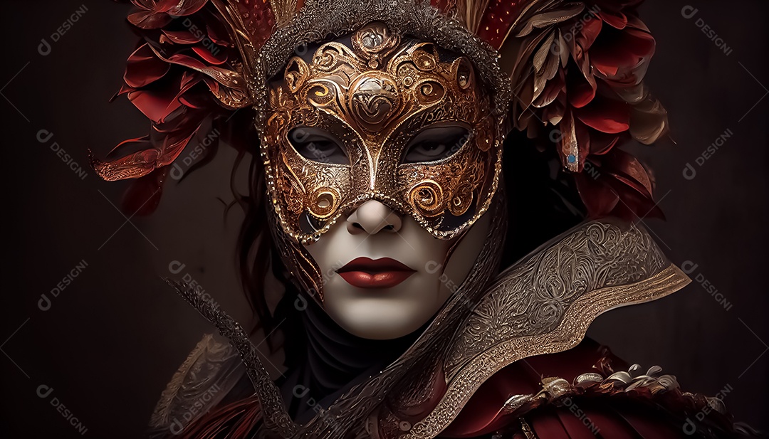 Máscara de carnaval veneziano temporada festiva render ilustração