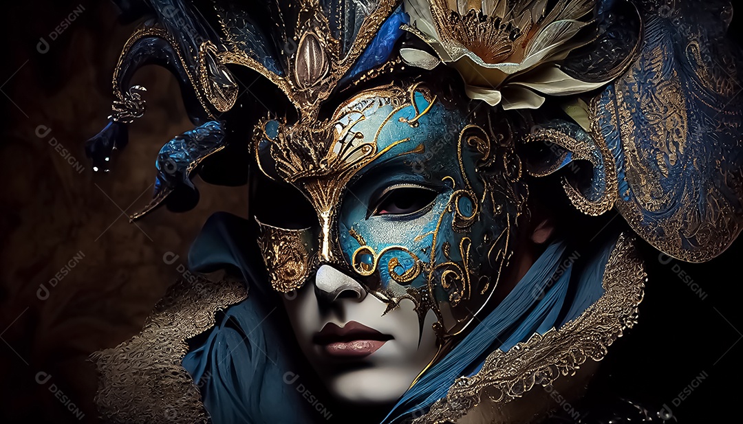 Máscara de carnaval veneziano temporada festiva render ilustração