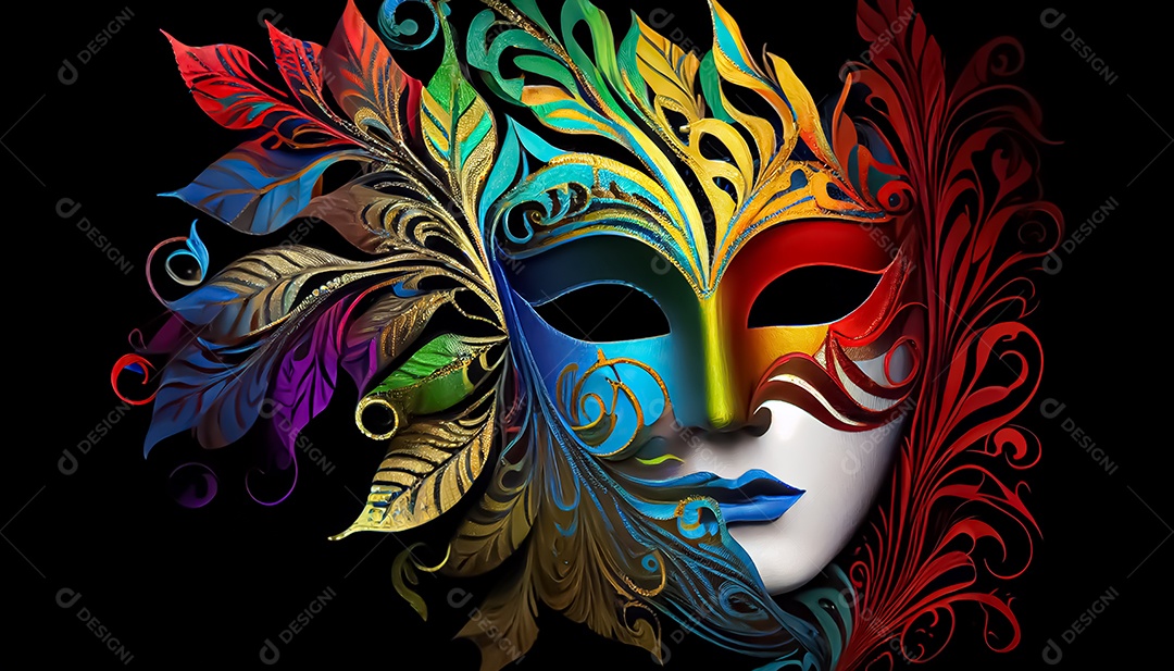 Máscara de carnaval veneziano temporada festiva render ilustração