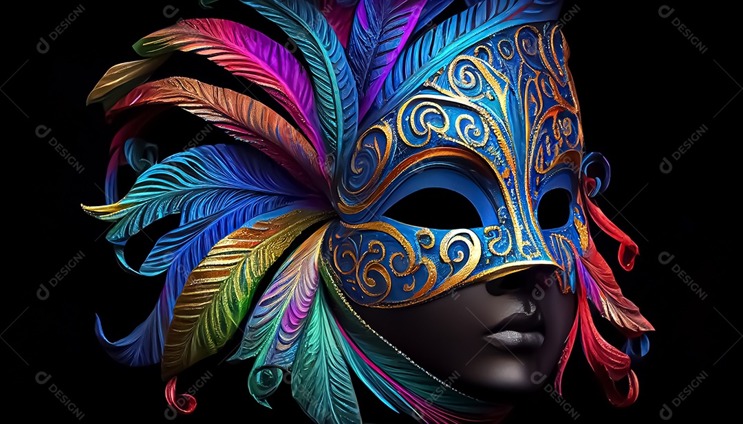 Máscara de carnaval veneziano temporada festiva render ilustração