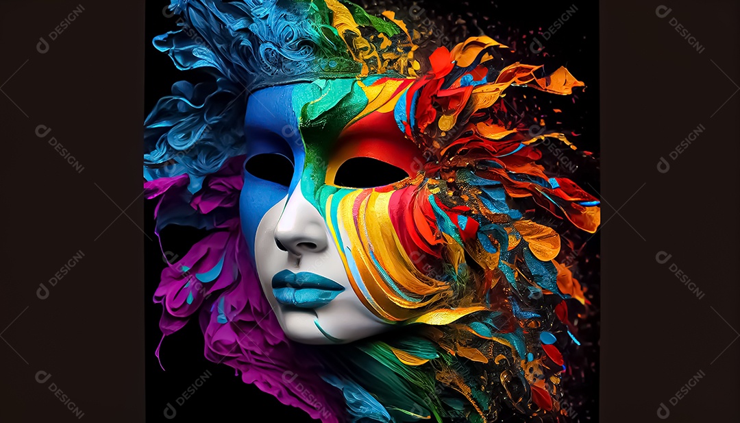 Máscara de carnaval veneziano temporada festiva render ilustração