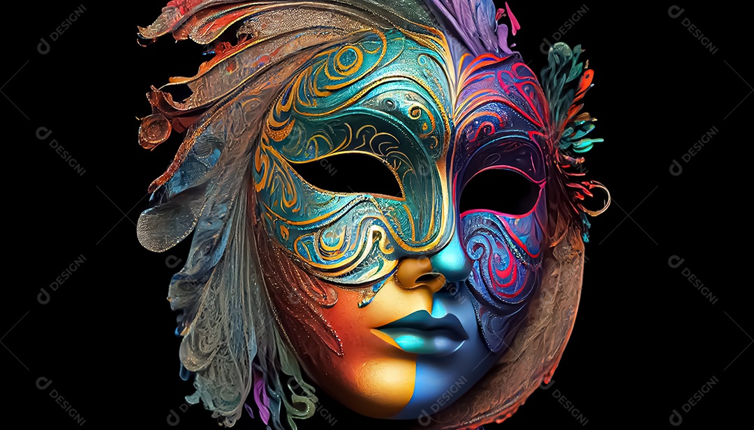 Máscara de carnaval veneziano temporada festiva render ilustração