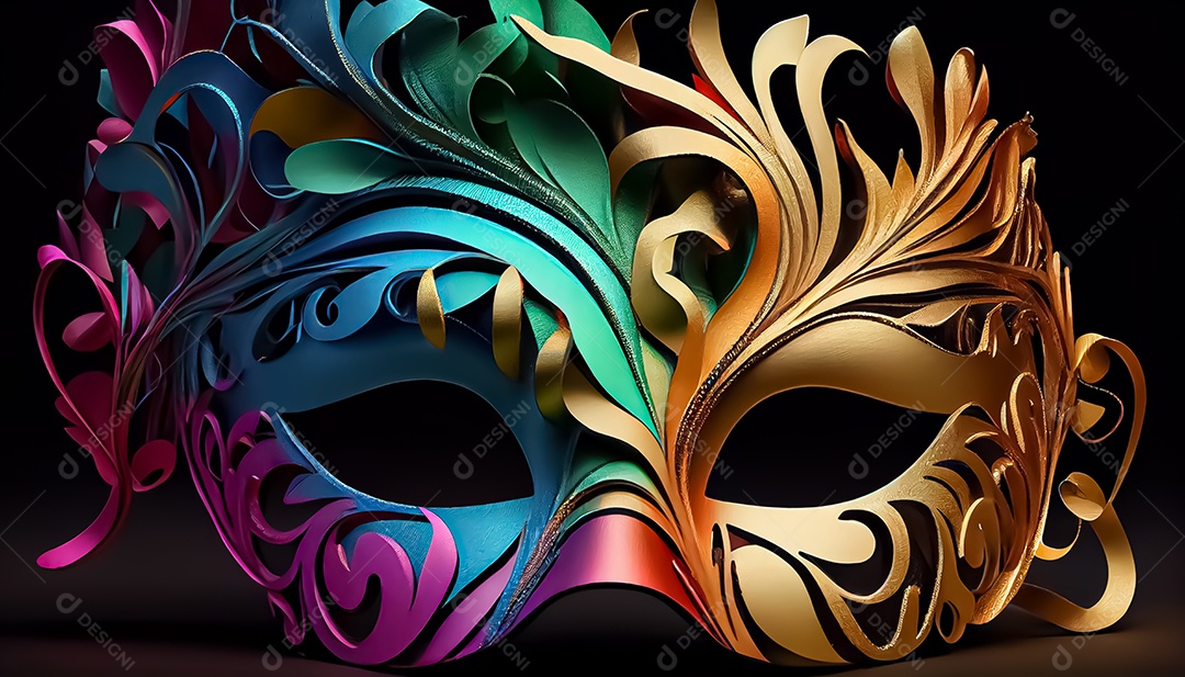 Máscara de carnaval veneziano temporada festiva render ilustração