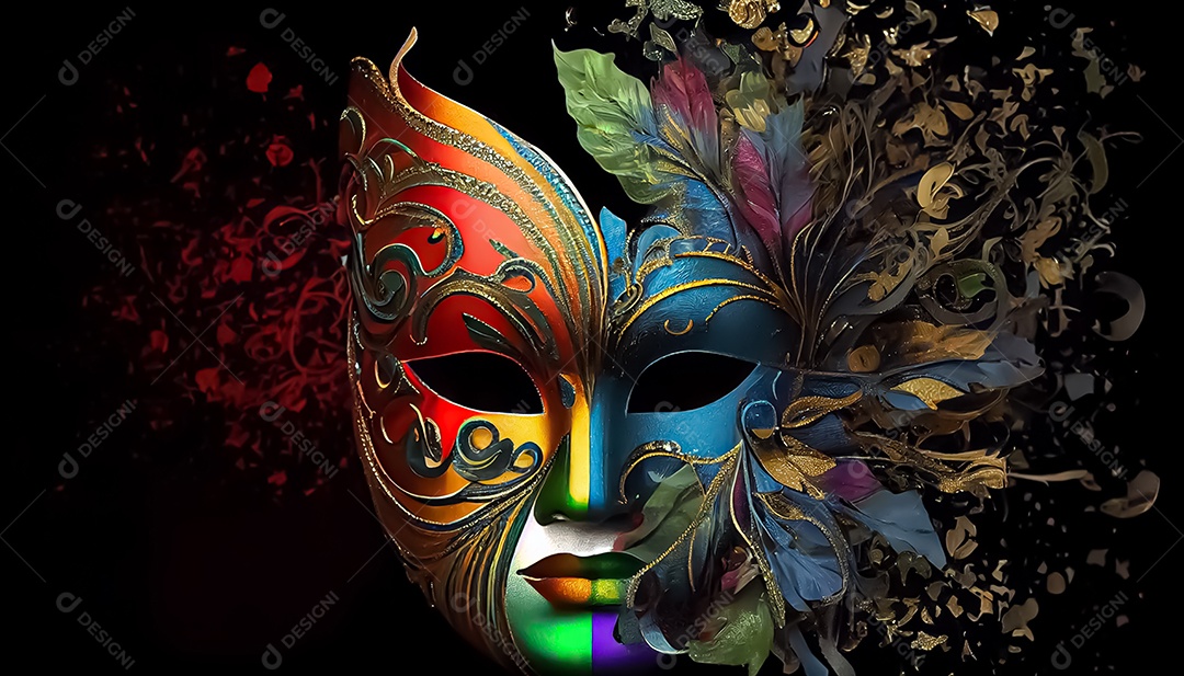 Máscara de carnaval veneziano temporada festiva render ilustração