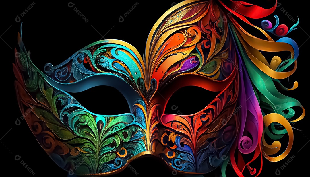 Máscara de carnaval veneziano temporada festiva render ilustração